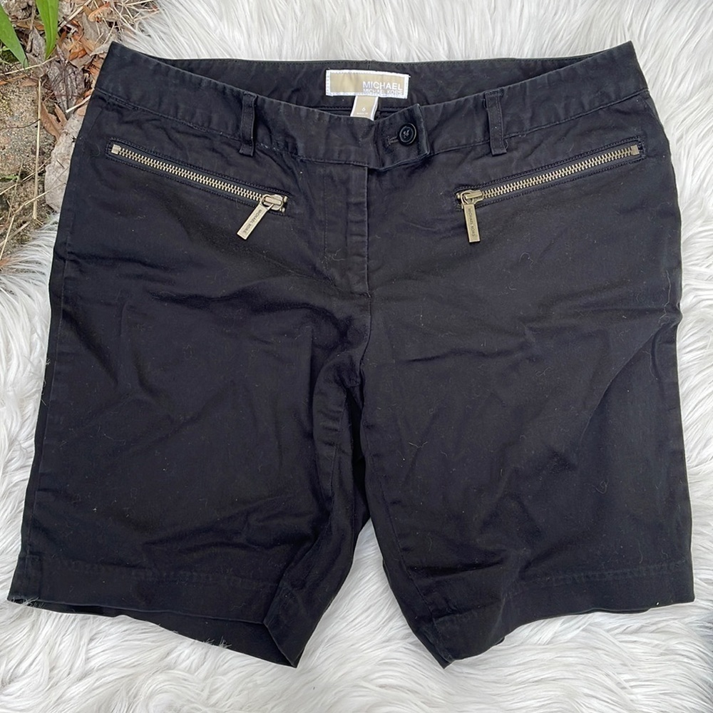 MICHAEL Kors Black Shorts with Front Zipper Pockets